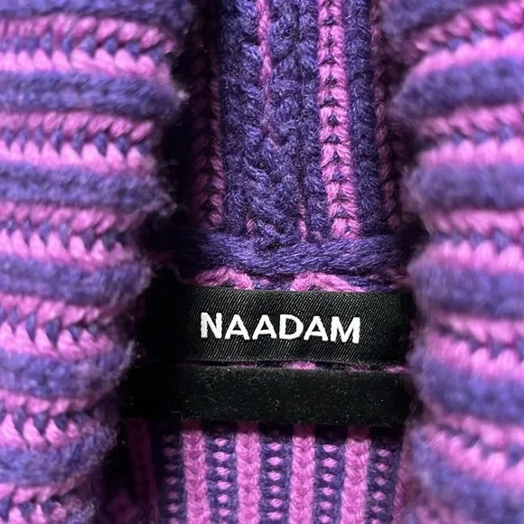 NAADAM Purple Two Tone Turtleneck High/Low Sweater, Wool/Cashmere Blend, Size S - Picture 7 of 10